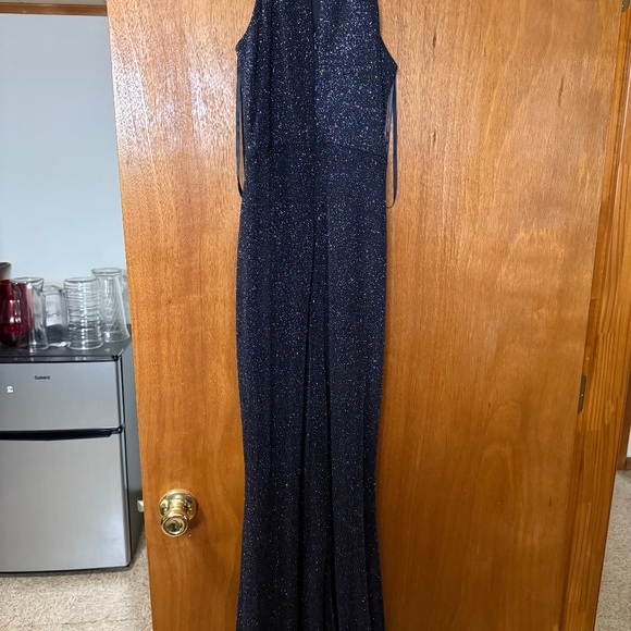Navy Sparkle Halter-Style Evening Gown - Picture 1 of 3